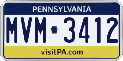 PA license plate MVM3412
