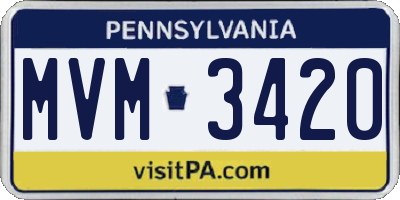 PA license plate MVM3420