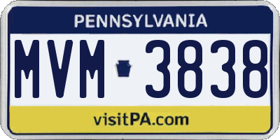 PA license plate MVM3838
