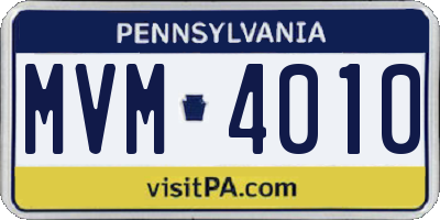 PA license plate MVM4010