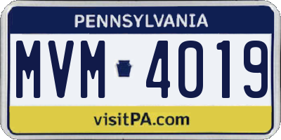 PA license plate MVM4019