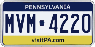 PA license plate MVM4220