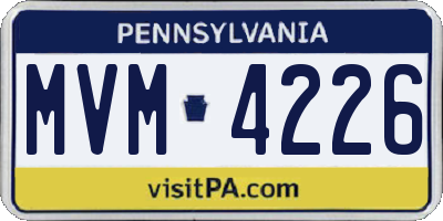 PA license plate MVM4226