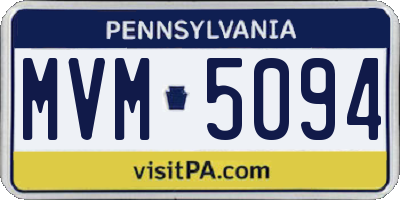 PA license plate MVM5094