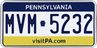 PA license plate MVM5232