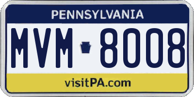 PA license plate MVM8008