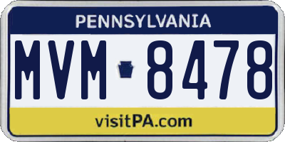 PA license plate MVM8478