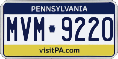 PA license plate MVM9220