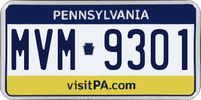 PA license plate MVM9301