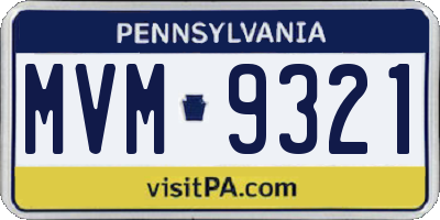 PA license plate MVM9321