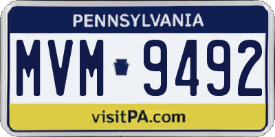 PA license plate MVM9492
