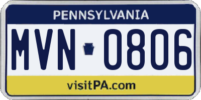 PA license plate MVN0806