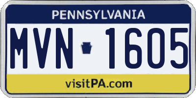 PA license plate MVN1605