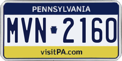 PA license plate MVN2160