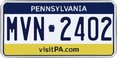 PA license plate MVN2402
