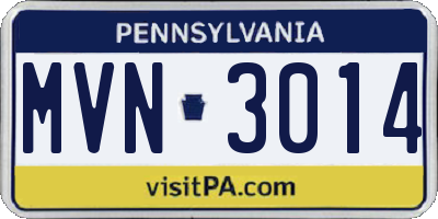 PA license plate MVN3014