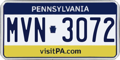 PA license plate MVN3072