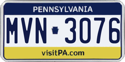 PA license plate MVN3076