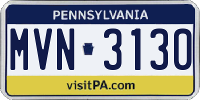 PA license plate MVN3130