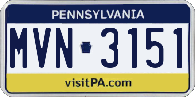 PA license plate MVN3151