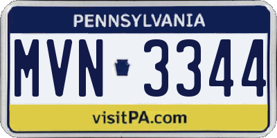 PA license plate MVN3344