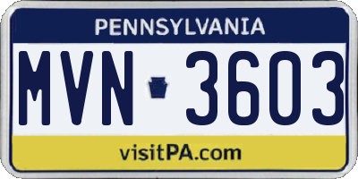 PA license plate MVN3603