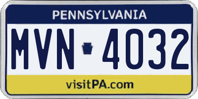 PA license plate MVN4032