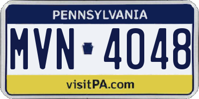 PA license plate MVN4048