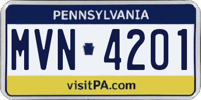 PA license plate MVN4201