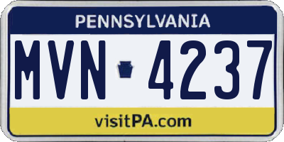 PA license plate MVN4237