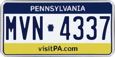 PA license plate MVN4337