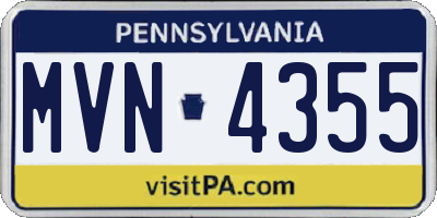 PA license plate MVN4355