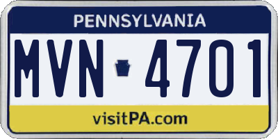 PA license plate MVN4701