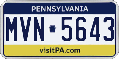 PA license plate MVN5643