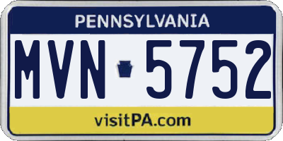 PA license plate MVN5752