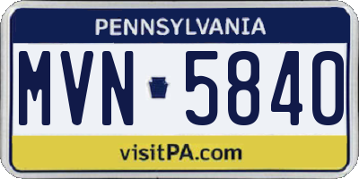 PA license plate MVN5840