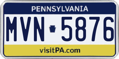 PA license plate MVN5876