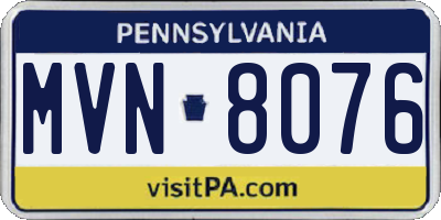 PA license plate MVN8076