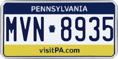PA license plate MVN8935