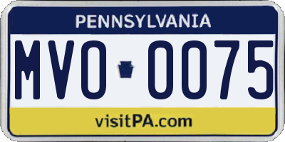PA license plate MVO0075
