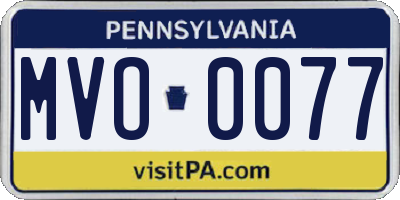 PA license plate MVO0077