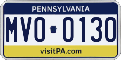 PA license plate MVO0130