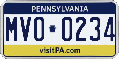 PA license plate MVO0234