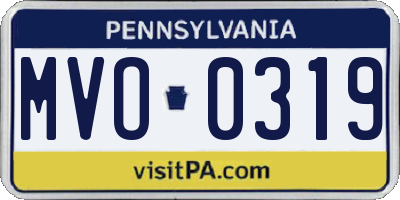 PA license plate MVO0319