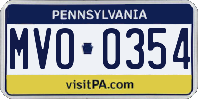 PA license plate MVO0354