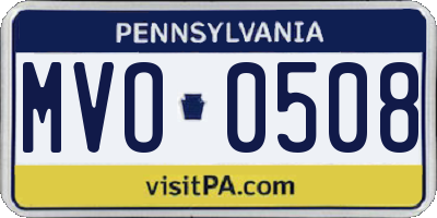 PA license plate MVO0508