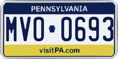 PA license plate MVO0693