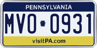 PA license plate MVO0931