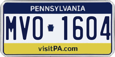 PA license plate MVO1604