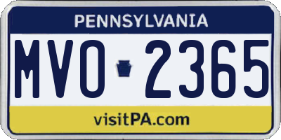 PA license plate MVO2365